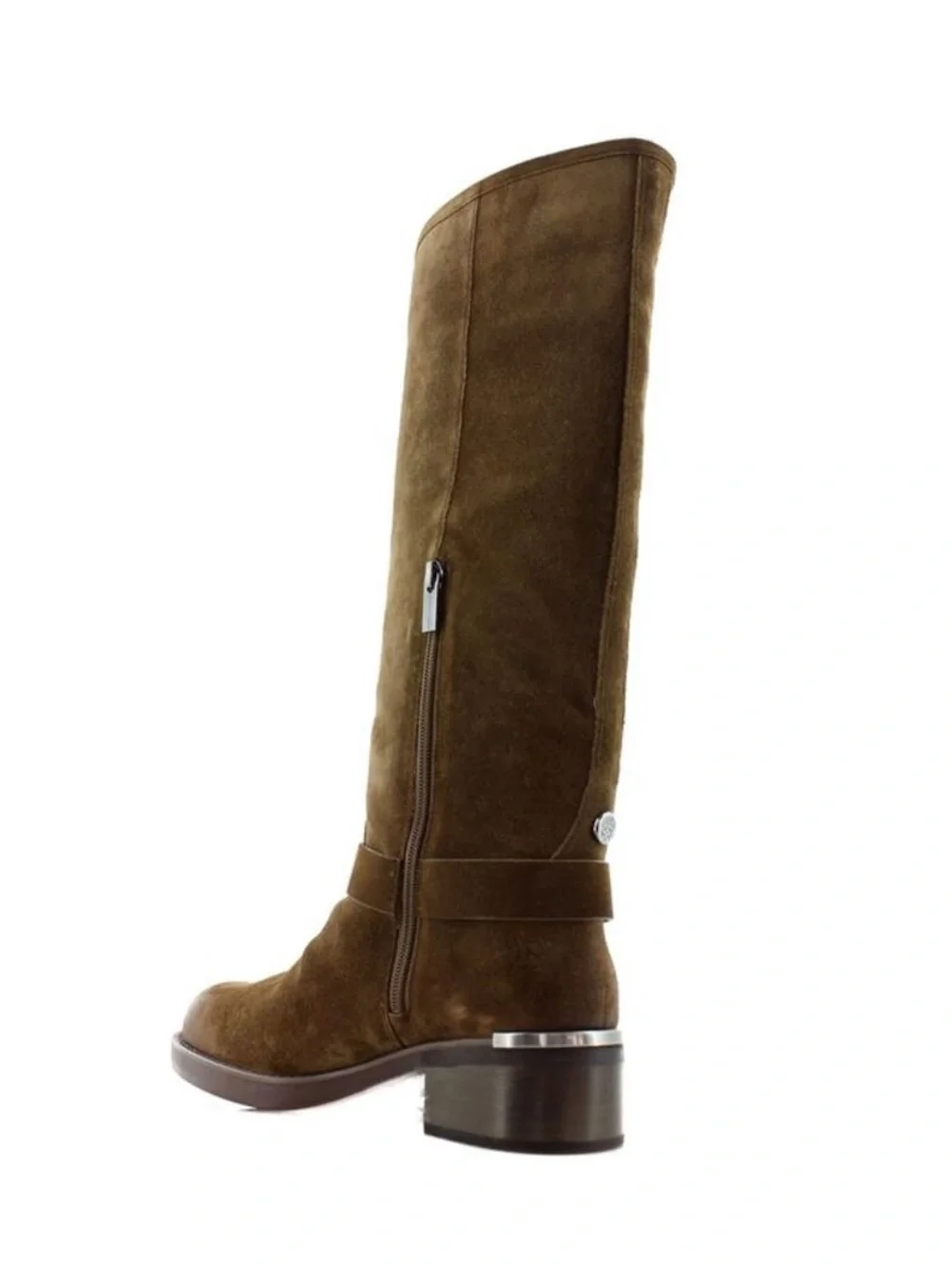 Vince Camuto Kaydin Tall Brown Reishi Suede Harness Knee High Moto Boots Sz 8